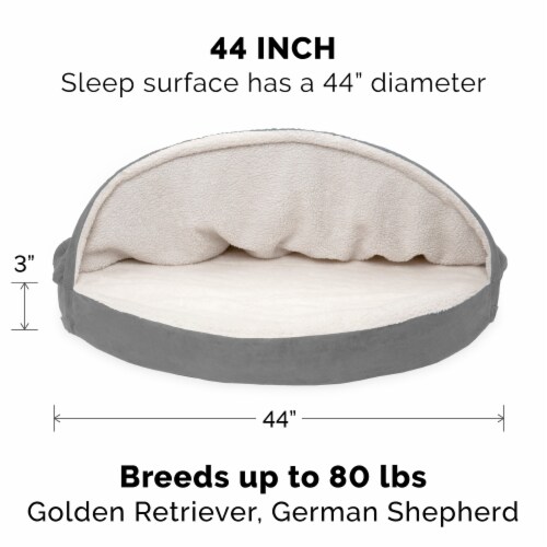 FurHaven Faux Sheepskin Snuggery Gel Top Foam Pet Bed | 44 , Gray Perspective: left