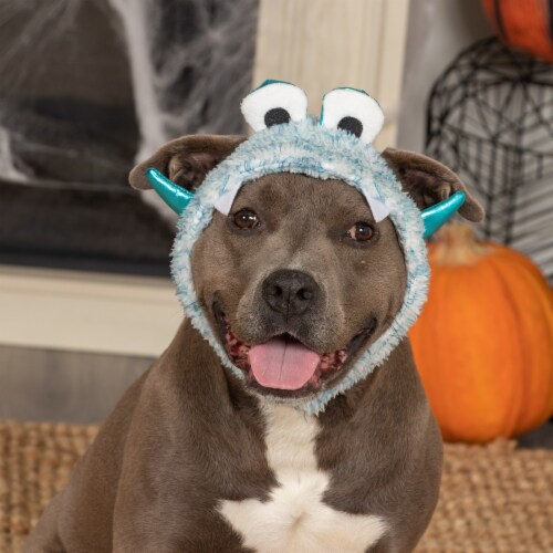 FurHaven Flex-Fit Pet Costume Hat - Monster Blue, M Perspective: left