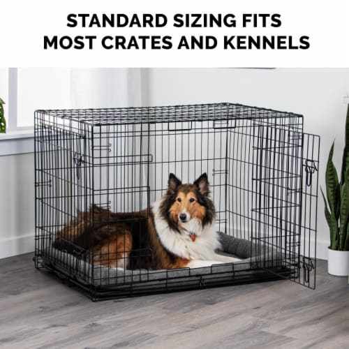 FurHaven Faux Lambswool Bolster Crate Pet Bed Gray Extra Large