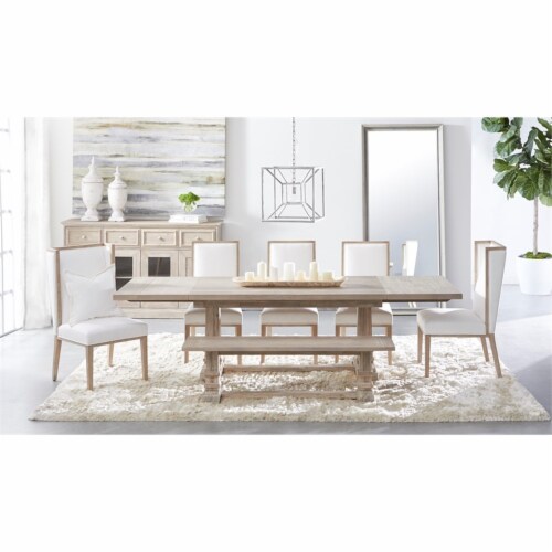 Star International Furniture Traditions Hudson Large Wood Dining Bench in Gray Perspective: left