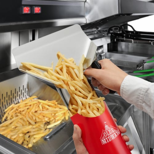 Commercial French Fry Scoop, Right - Stainless Steel Bagger & Scooper Perspective: left