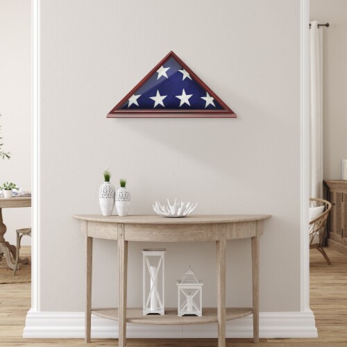 Memorial Veteran American Flag Display Case, Cherry Wood by Reminded Perspective: left