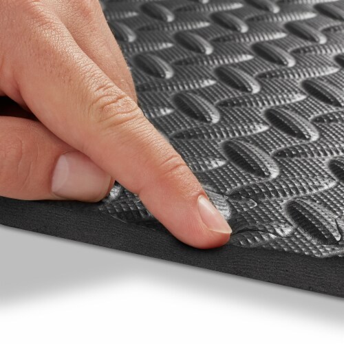 36 Gym Exercise Flooring Mats - 12 Foam Workout Floor Tiles - Black Perspective: left