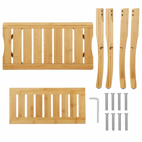 Bambusi bamboo shower seat bench with storage shelf hotsell