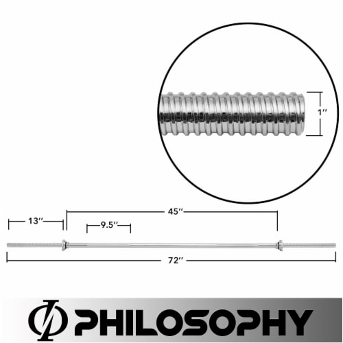 1 Weightlifting Barbell, 6 FT Threaded Straight Bar w/ Star Collars Perspective: left