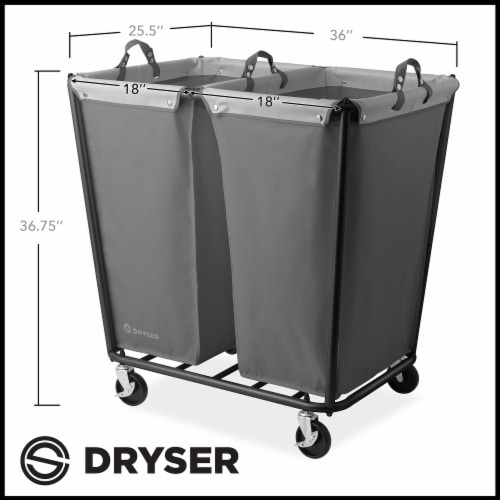 Commercial Divided Rolling Canvas Bin Laundry Hamper on Wheels