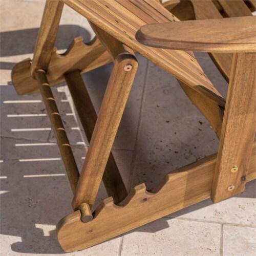 Noble House Hayle Reclining Wood Adirondack Chair w/Footrest (Set of 2) Natural Perspective: left