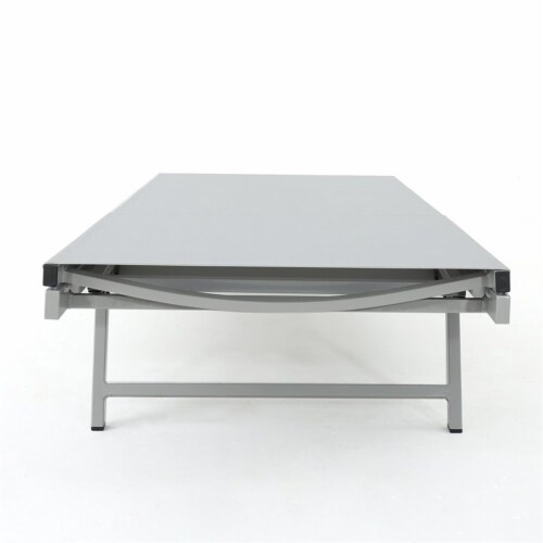 Noble House Salton Outdoor Grey Mesh Lounge Dark Grey Aluminum Frame Set of 2 1 Mariano s