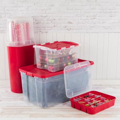 Sterilite 48 Quart Stackable Holiday Christmas 45 Ornament Storage