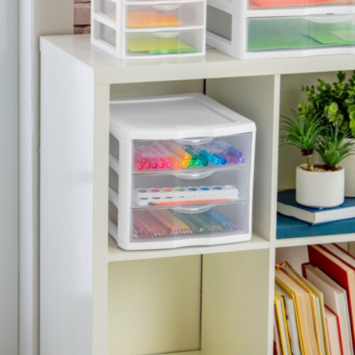 Sterilite Clear Plastic Stackable Small 3 Drawer Storage System, White, (6  Pack), 1 Piece - Kroger