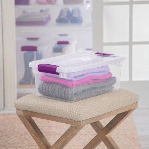 Sterilite Latching Storage Box with Lid Box Purple 66 qt