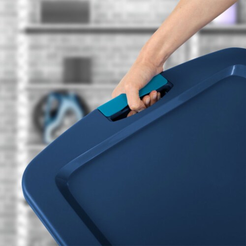 Sterilite Latch & Carry 18 Gallon Plastic Stacking Storage Tote w/ Lid, 12 Pack Perspective: left