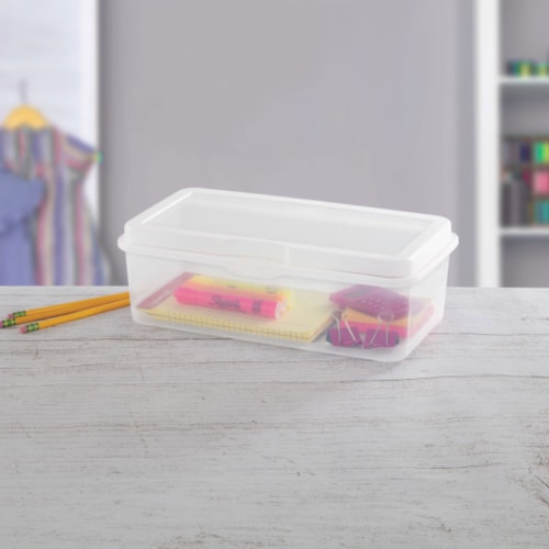 Sterilite Plastic Stacking FlipTop Latching Storage Container, Clear, (12 Pack) Perspective: left