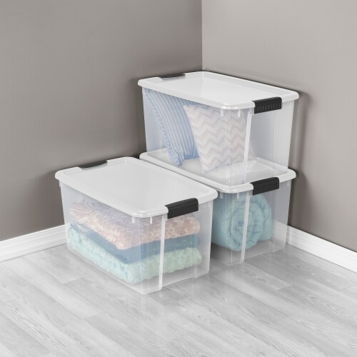 Sterilite 70 Qt Ultra Latch Box, Stackable Storage Bin With Lid