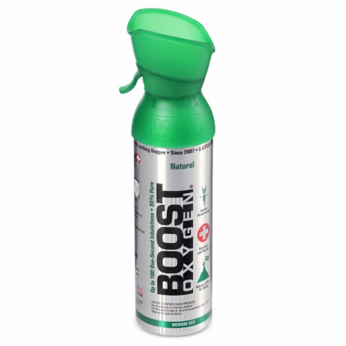 Boost Oxygen 5 Liter Canned Supplemental Oxygen Bottle with Mouthpiece (6 Pack) Perspective: left