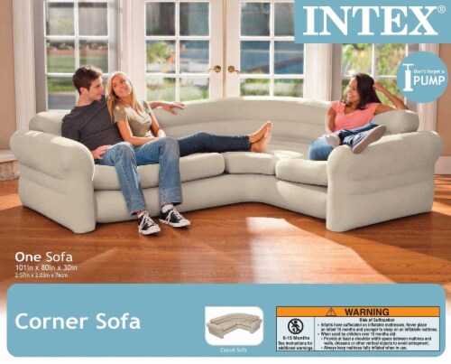 Intex Inflatable Corner Living Room Neutral Sectional Sofa 68575EP (3 Pack) Perspective: left