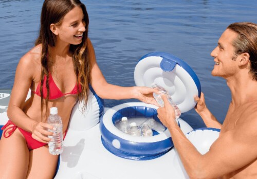 Intex River Run II Inflatable 2 Person Pool Tube Float with Cooler (4 Pack) Perspective: left