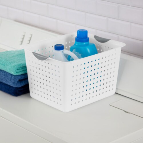 Sterilite Deep Ultra Plastic Storage Bin Baskets with Handles