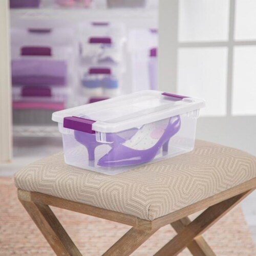Sterilite 6 Quart Plastic ClearView Latch Box Storage Container Tote, 96 Pack Perspective: left