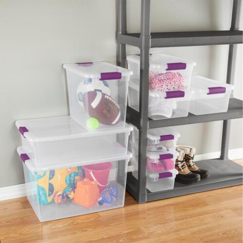 Sterilite 17631706 27-Quart ClearView Latch Box Storage Tote Container (60 Pack) Perspective: left