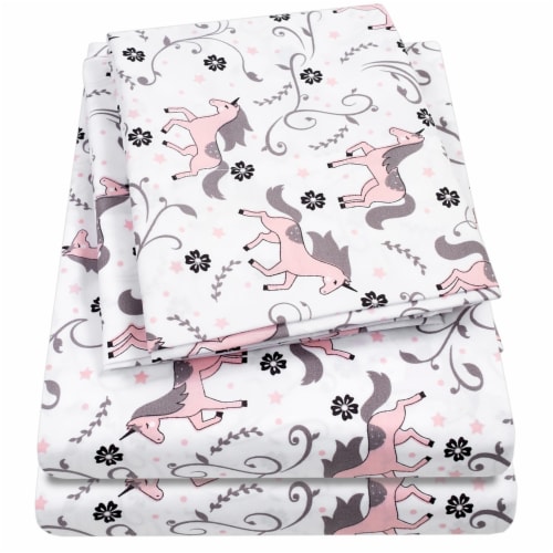 Sweet Home Collection | Unicorns Printed Sheet Set, Kids Fun and Comfortable, Twin Perspective: left