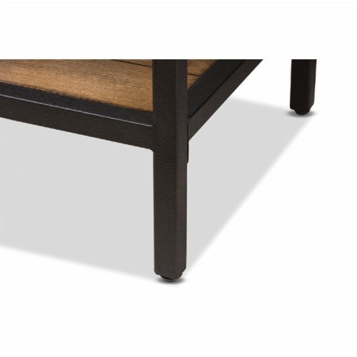 Baxton Studio Caribou Console Table in Oak Brown and Black Perspective: left