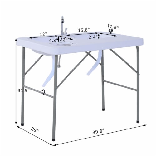 Outsunny 40  Portable Folding Easy-Clean Camping Dish Sink w/ Faucet & 2 Basins Perspective: left