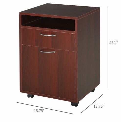 Mobile File Cabinet Organizer Home Office Filing Organizer w/ Castor, Brown Perspective: left