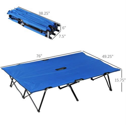Outdoor Double Camping Cot Foldable Bed w/ Portable Travel Bag, 300 lbs