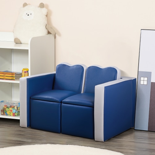 Kids Leather Sofa Armchair Multi functional Table Chair Set Storage Blue 1 Unit Smith s Food and Drug