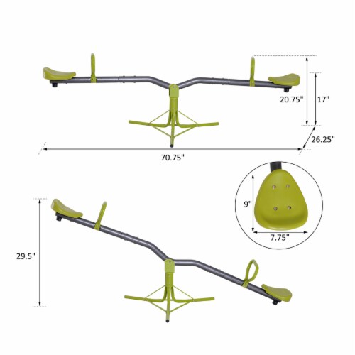 360 Swivel Outdoor/Indoor Kids Spin Seesaw, Playground Teeter Totter, Backyard Perspective: left