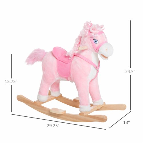 Kids Ride On Rocking Horse Pony Toy Plush Gift Moving Tail w Sound Pink 1 Unit Smith s Food and Drug