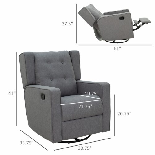 Manual Sofa Recliner Padded Seat Rocking Chair Lounger 360° Swivel w/Footrest Perspective: left
