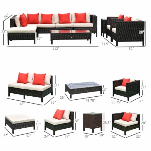 Outside Sitting & Conversation Sofa Set w/ Thick Sofa Cushions & Tea Table, Sand Perspective: left