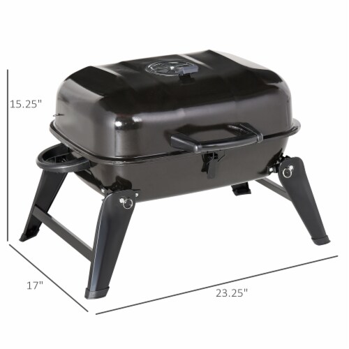 2 Burner Folding Tabletop Gas BBQ Grill w/ Lid, Thermometer, Carbon Steel,  Grey, 1 Unit - Kroger