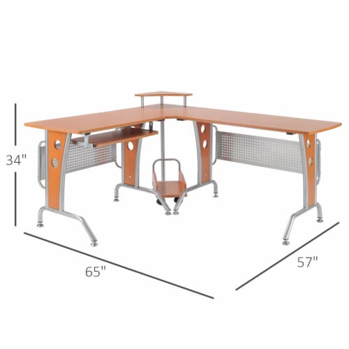 L-Shaped Corner Computer Office Desk  PC Table Workstation with  Keyboard Tray Perspective: left