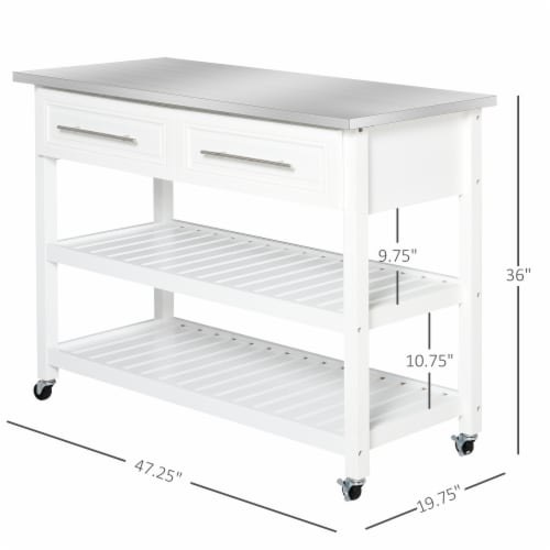 Alexandria Stainless Steel Top Kitchen Island/Cart Gray/Stainless Steel