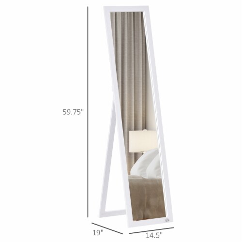 62.5  Freestanding Full Body Bedroom Mirror, Wall Mounted Dressing Mirror White Perspective: left