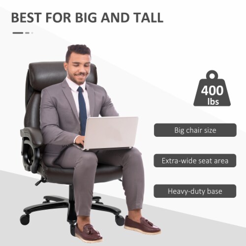 Heavy Duty Big and Tall Office Chair with Adjustable Lumbar Support, 400  LBS Executive Office Chair for Heavy People with Wide Seat, High Back Pu  Leather Computer Chair 