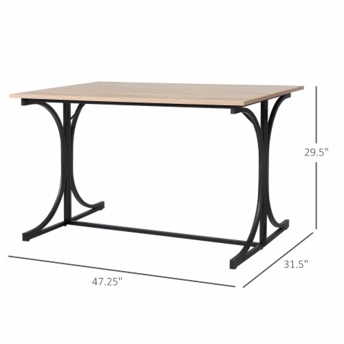47  Folding Dining Table, Rectangular Breakfast Table with Metal Frame Perspective: left
