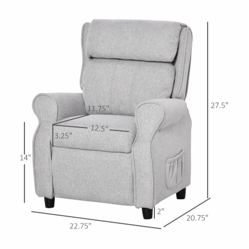 Kids Recliner Adjustable Armchair Sofa, Soft Sponge Cushion Accent Chair, Grey Perspective: left
