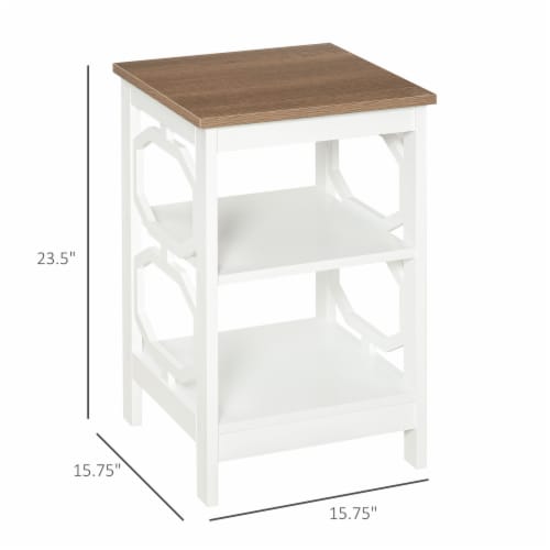 Wooden Accent End Table with Multi Level Storage Options and