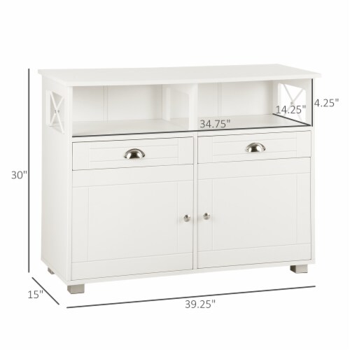 Modern Server Buffet Credenza with Adjustable Shelves and Cross Bar Design Perspective: left