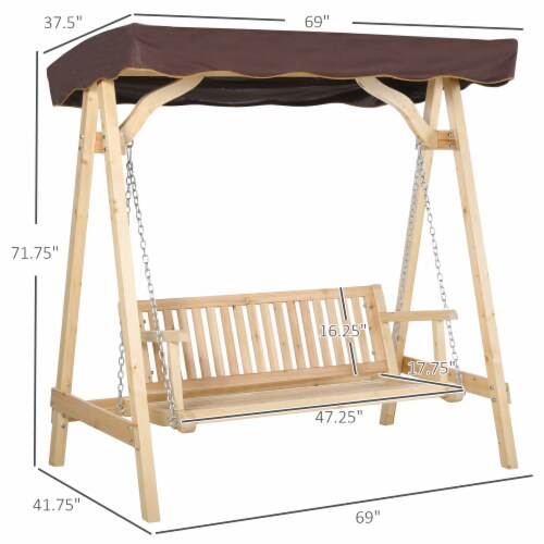 Wooden patio swing with canopy deals
