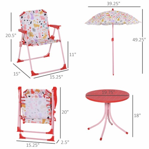 Kids Foldable Picnic Table and Chair Set w/ Removable Adjustable Umbrella Perspective: left