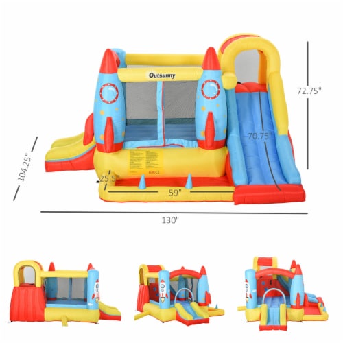 10.8' x 8.7' x 6.1' Outdoor Inflated Castle for Climbing, Sliding, & Bouncing Perspective: left