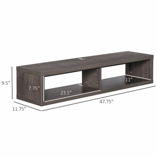 Wall Mount Media Console, Floating TV Stand Entertainment Center Unit, Dark Grey Perspective: left