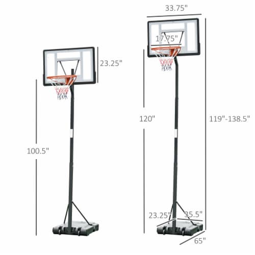 Basketball Hoop, Height Adjustable Pole with Roller Base, Black, 1