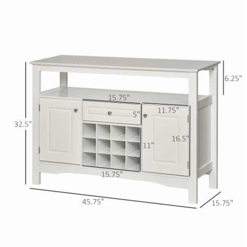 Minimalist Food and Drink Buffet Sideboard with Storage and Natural Wood Top Perspective: left