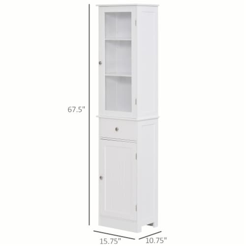 Organizer Restroom Tower Tall Pantry Tower with Multi-Tier Shelving, White Perspective: left
